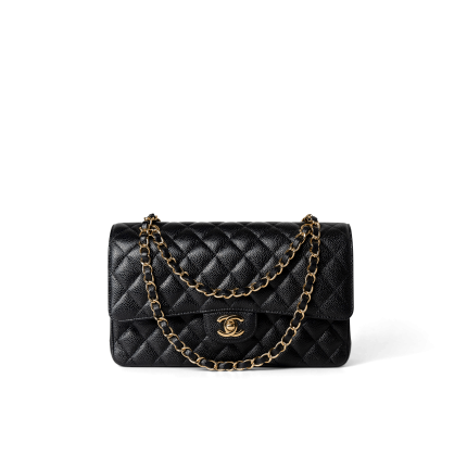 Black Caviar Quilted Classic Flap Medium Gold Hardware