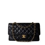 Black Caviar Quilted Classic Flap Medium Gold Hardware - Image 2
