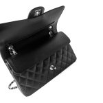 Black Caviar Quilted Classic Flap Medium Silver Hardware - Image 9