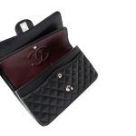 Black Caviar Quilted Medium Classic Flap Silver Hardware - Image 8
