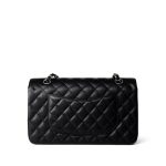 Black Caviar Quilted Medium Classic Flap Silver Hardware - Image 14