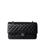 Black Caviar Quilted Medium Classic Flap Silver Hardware - Image 7