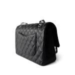 Black Caviar Quilted Medium Classic Flap Silver Hardware - Image 5