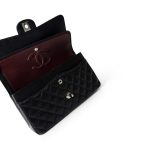Black Caviar Quilted Medium Classic Flap Silver Hardware - Image 17