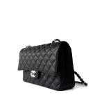 Black Caviar Quilted Medium Classic Flap Silver Hardware - Image 15