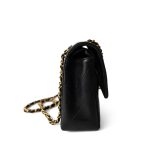Vintage Black Lambskin Quilted Classic Flap Medium Gold Hardware - Image 8
