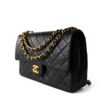 Vintage Black Lambskin Quilted Classic Flap Medium Gold Hardware - Image 11