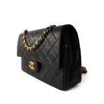 Vintage Black Lambskin Quilted Classic Flap Medium Gold Hardware - Image 2