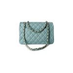 19C Tiffany Blue Caviar Quilted Classic Flap Small Light Gold Hardware - Image 4