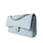 22P Light Blue Caviar Quilted Classic Flap Medium Light Gold Hardware - Image 2