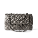21B Metallic Ruthenium Lambskin Quilted Classic Flap Medium Ruthenium Hardware - Image 2