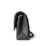 22A Dark Grey Lambskin Quilted Classic Flap Medium Light Gold Hardware - Image 2