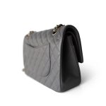 22A Dark Grey Lambskin Quilted Classic Flap Medium Light Gold Hardware - Image 4