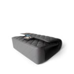 22A Dark Grey Lambskin Quilted Classic Flap Medium Light Gold Hardware - Image 10
