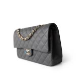 22A Dark Grey Lambskin Quilted Classic Flap Medium Light Gold Hardware - Image 14