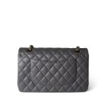 22A Dark Grey Lambskin Quilted Classic Flap Medium Light Gold Hardware - Image 13