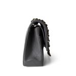 22A Dark Grey Lambskin Quilted Classic Flap Medium Light Gold Hardware - Image 12