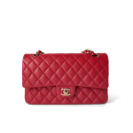 Red Caviar Quilted Classic Flap Medium Light Gold Hardware
