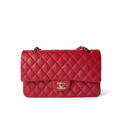 Red Caviar Quilted Classic Flap Medium Light Gold Hardware