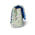23S White Blue Green Tweed Quilted Classic Flap Medium - Image 4