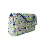 23S White Blue Green Tweed Quilted Classic Flap Medium - Image 11