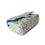 23S White Blue Green Tweed Quilted Classic Flap Medium - Image 9