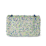 23S White Blue Green Tweed Quilted Classic Flap Medium - Image 2