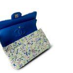 23S White Blue Green Tweed Quilted Classic Flap Medium - Image 15