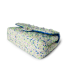 23S White Blue Green Tweed Quilted Classic Flap Medium - Image 3