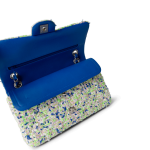 23S White Blue Green Tweed Quilted Classic Flap Medium - Image 5