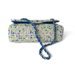 23S White Blue Green Tweed Quilted Classic Flap Medium - Image 10