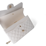 White Caviar Quilted Jumbo Classic Flap Light Gold Hardware - Image 12