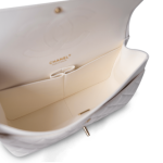 White Caviar Quilted Jumbo Classic Flap Light Gold Hardware - Image 8