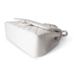 White Caviar Quilted Jumbo Classic Flap Light Gold Hardware - Image 11