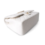 White Caviar Quilted Jumbo Classic Flap Light Gold Hardware - Image 5