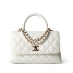21A White Caviar Quilted Coco Handle Small Light Gold Hardware