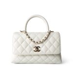 21A White Caviar Quilted Coco Handle Small Light Gold Hardware - Image 10