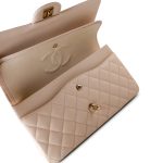 20C Light Beige Caviar Quilted Classic Flap Medium Light Gold Hardware - Image 13
