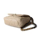 21B Beige Lambskin Quilted 19 Flap Small Mixed Hardware - Image 3