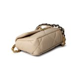 21B Beige Lambskin Quilted 19 Flap Small Mixed Hardware - Image 5