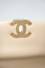 22S Beige Lambskin Quilted Small 19 Flap Mixed Hardware - Image 3