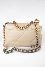 22S Beige Lambskin Quilted Small 19 Flap Mixed Hardware - Image 4