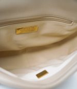 22S Beige Lambskin Quilted Small 19 Flap Mixed Hardware - Image 6