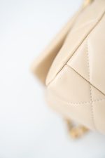 22S Beige Lambskin Quilted Small 19 Flap Mixed Hardware - Image 5