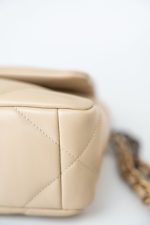 22S Beige Lambskin Quilted Small 19 Flap Mixed Hardware - Image 9
