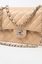 Beige Clair Caviar Quilted Classic Flap Medium Silver Hardware - Image 5