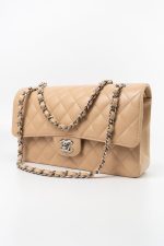Beige Clair Caviar Quilted Classic Flap Medium Silver Hardware - Image 6