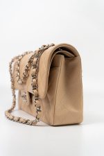 Beige Clair Caviar Quilted Classic Flap Medium Silver Hardware - Image 7