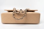 Beige Clair Caviar Quilted Classic Flap Medium Silver Hardware - Image 10