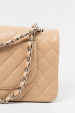 Beige Clair Caviar Quilted Classic Flap Medium Silver Hardware - Image 13